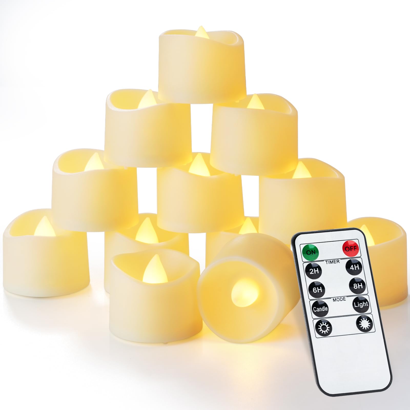 Photo 1 of Homemory 12pcs Remote Timer LED Tea Lights Candles, 400+Hours Flickering Flameless Battery Operated Votive Candles for Tabletop Lighting, Centerpieces Decor, Holiday Decor