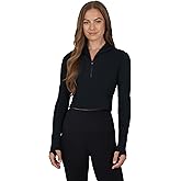 90 Degree By Reflex Womens Half Zip Performance Pullover Long Sleeve Quarter Zip Running Athletic Jacket Top with Thumbholes
