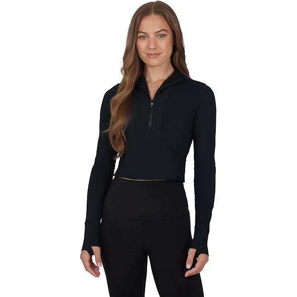 90 Degree By Reflex Womens Long Sleeve Two Tone Heather Half Zip