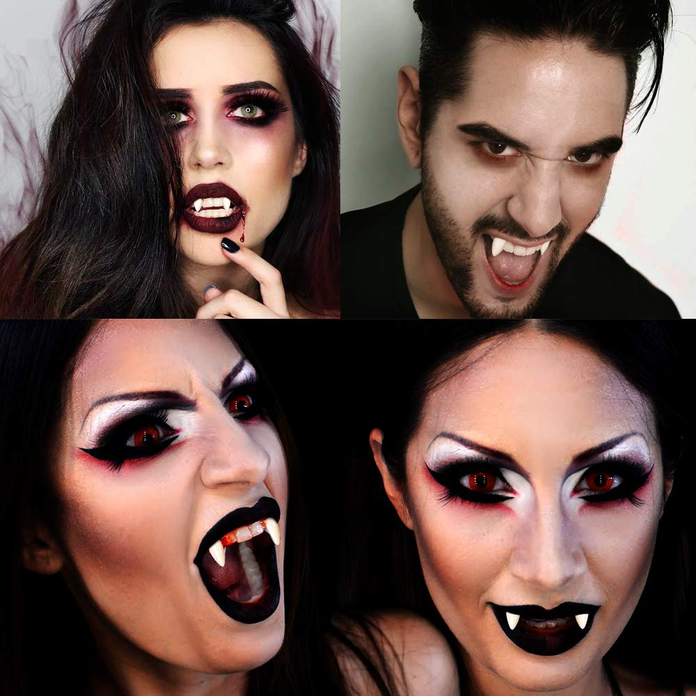 EverPlus 3 Different Sizes Vampire Fangs Tooth with Adhesive for