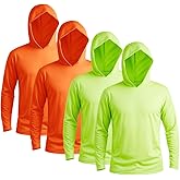 TZ Promise Men UPF 50+ Sun Protection Breathable Long Sleeve T-Shirts Workout with Hood-4 Pack