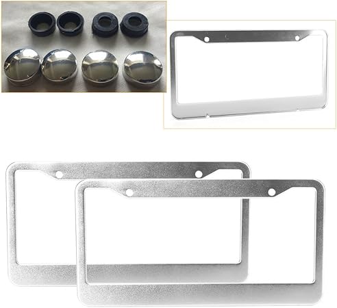 Amazon ナンバーフレーム ナンバープレート 枠 30cm 15cm 前後2枚セット 高級感 メッキ ステンレス製 ドレスアップ ナンバーカバー ホルダー 車 バイク