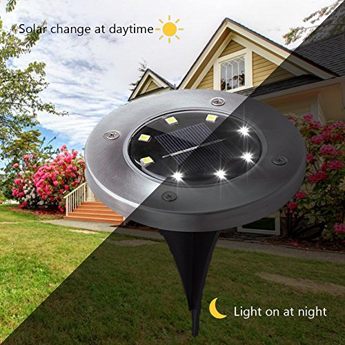 image for Foho Solar Ground Lights, [4 Pack] Upgraded 8LED Solar Path Lights Out