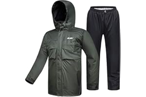 ILM Motorcycle Rain Suit for Men Waterproof Resistant Raincoat 6 Pockets 2 Pieces Packable Rainwear Jacket and Pants Model RS02