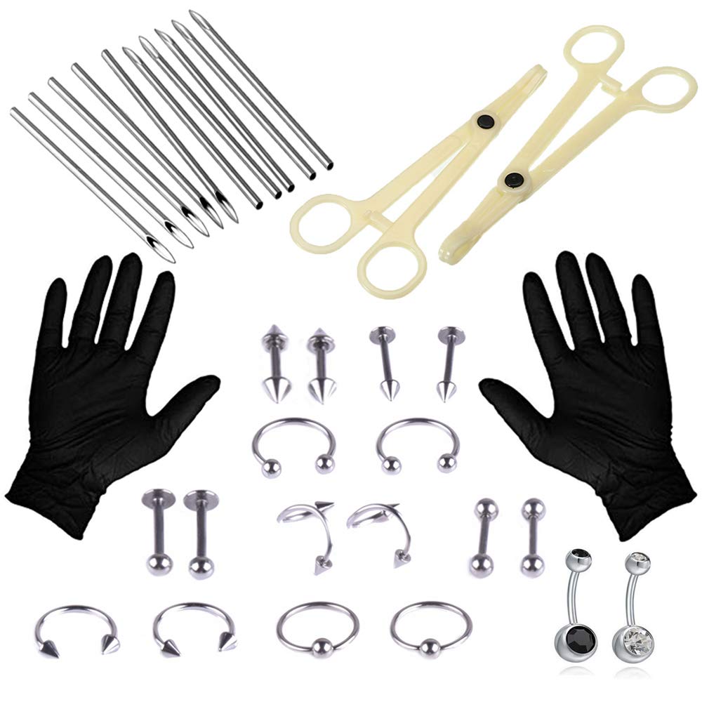 WZPB 48Pcs Professional Piercing Kit Piercing Jewelry 14G