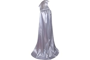 BIGXIAN Extra Long Hooded Satin Cloak, Halloween Christmas Fancy Cape