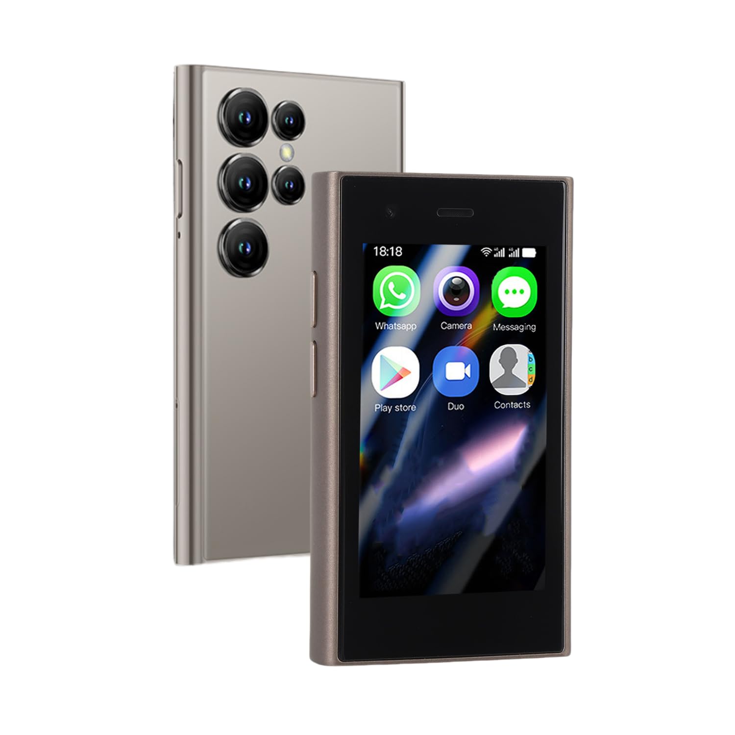 Mini Smartphone, 4G Small Unlocked Cell Phone with 3.0" Screen, Worlds Smallest Android Phone, Quad Core, 2GB RAM 16GB ROM, 2MP+5MP Camera, WiFi,Dual SIM, 2500mAh Battery (Black) (P Ink) (Gold)