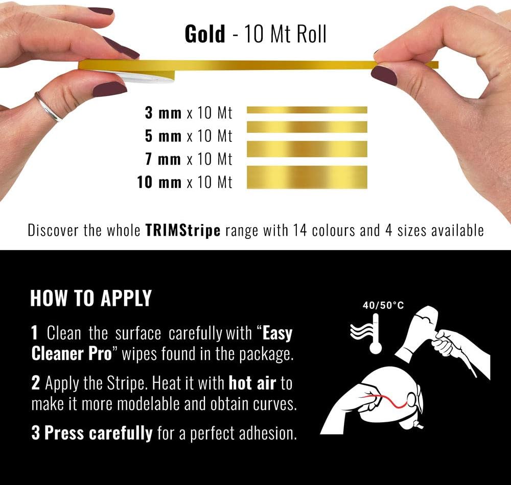 4R Quattroerre.it 10464 Trim Stripes Adhesive Strips for Cars Gold, 5 mm x 10 mt, 5 mm x 10 meters - Image 4
