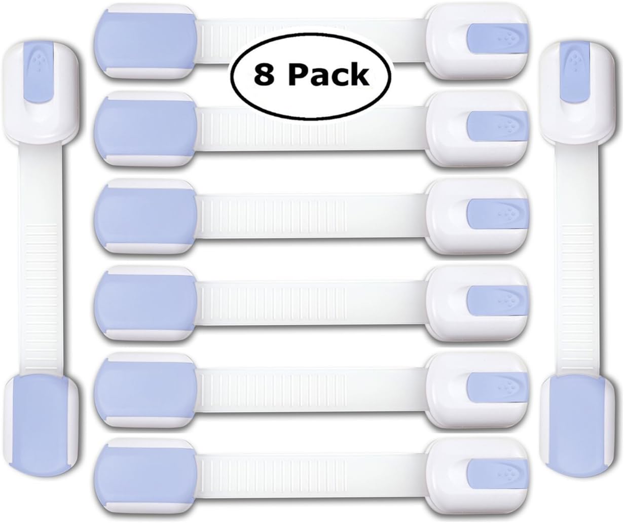 EL Contente Baby Latches For Cabinets – Securely Shuts Drawer Cupboard Cabinets Appliances – Durable Stylish Baby Safety Latch (8-pack)