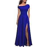 MUSHARE Women's One Shoulder Formal Dress Sexy Split Party Long Cocktail Dresses