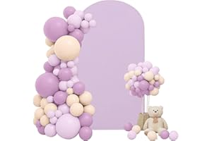 FEINIGESI 7.2FT Spandex Fitted Wedding Arch Cover Round Top Stand Covers Double-Side Chiara Cover Backdrop Cover for Wedding Birthday Party Ceremony Baby Shower Decoration(Lavender)