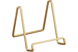 Tripar 3-Inch Gold Painted Square Book Holder/Stand, Wire Mini Easel, Small Photo Stands for Table, Display for Picture Frames, Plaques, & Plates