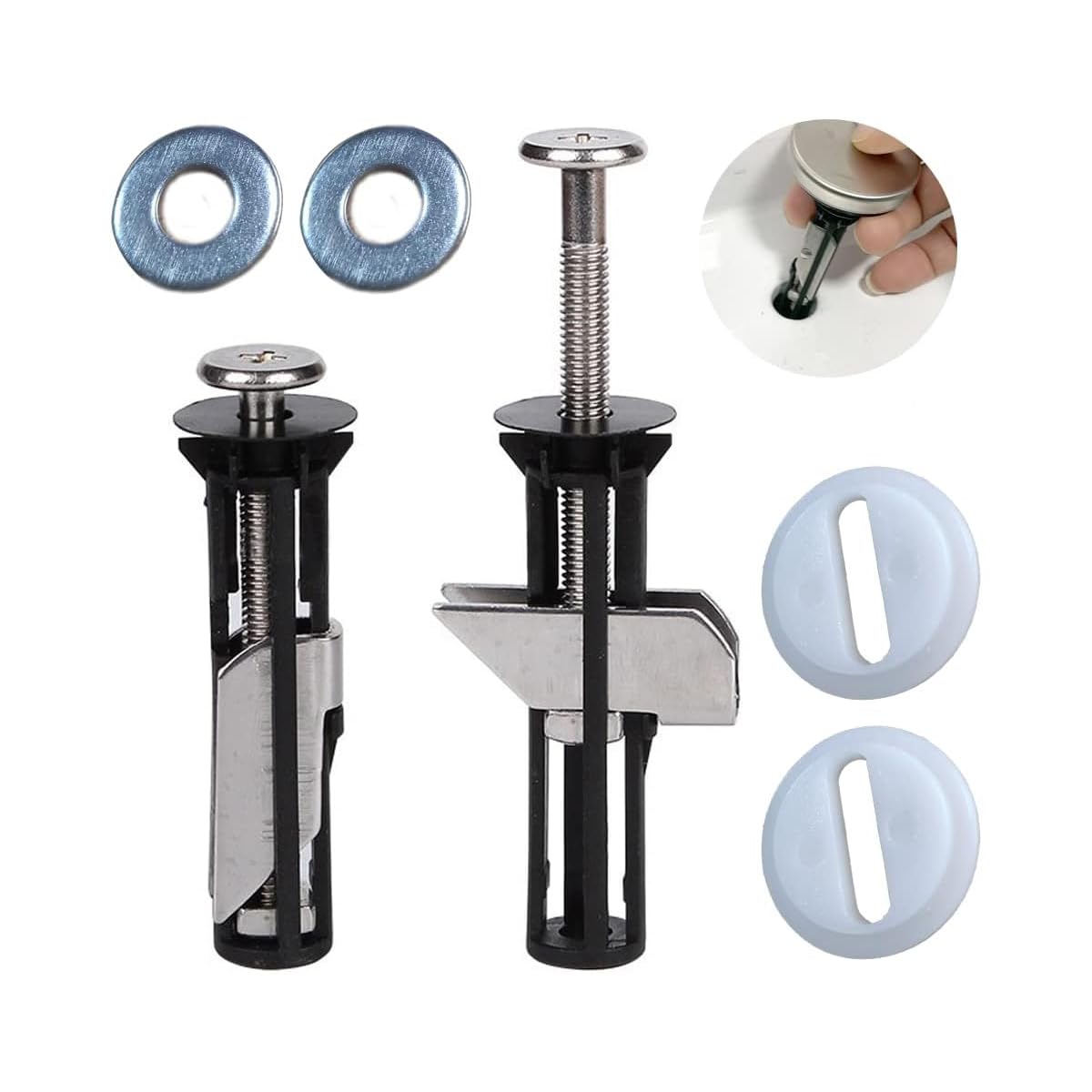 MUU Universal Toilet Seat Bolts and Screws,Quick Release Top Hinge Fixings,Easy to Install- Toilet Seat Replacement Parts Kit (Screws-JS2) (2) — image 1