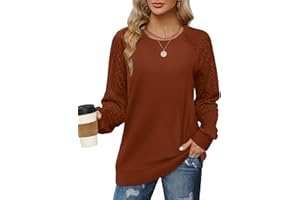 Jescakoo Sweatshirts for Women Fall Sweaters Cable Knit Sleeve Shirts Fashion 2025