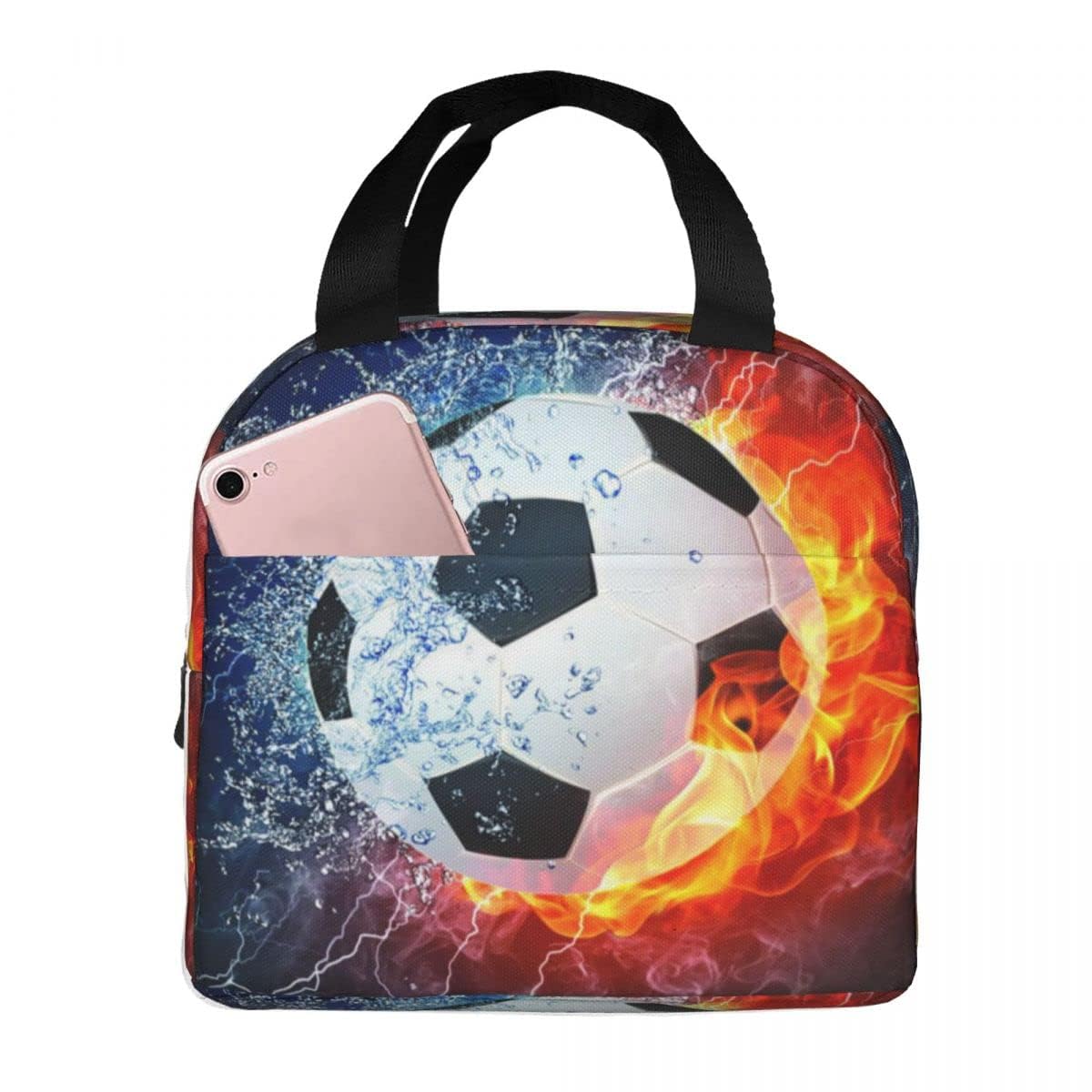VKWE Football Lunch Box Bag Boys, Insulated Lunch Bags Thermal Lunch Tote Bag Cool Lunch Box for Men Ladies Girls Kids Adults Work Office School Picnic Outdoor