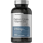 Horbäach Calcium Citrate with Vitamin D3 | 1260 mg | 250 Caplets | Vegetarian, Non-GMO, Gluten Free Supplement