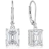 YL Solitaire Round/Heart/Square Dangle Drop Earrings for Women 925 Sterling Silver Moissanite Leverback Jewelry(D Color VVS1)