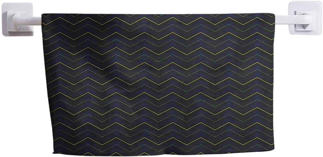 Cute Towel Dark Blue for Beach Bath Spa Yoga Pool Wrap Pareo Sarong Modern Geometrical Pattern with Neon Effected Chevron Zigzag Lines 14" x 14" Dark Blue Yellow Green