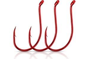 Dr.Fish 100 Pack Octopus Fishing Hook Saltwater & Freshwater Live Bait Offset Catfish Bass Surf Fishing Hooks Texas Drop Shot Rig Carp Bluegill Tuna