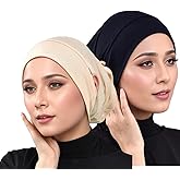 Cntqiang Muslim Under Scarf Tube Inner Cap for Women Islamic Turban Wrap Hijab Undercap Bonnet with Ear Hole