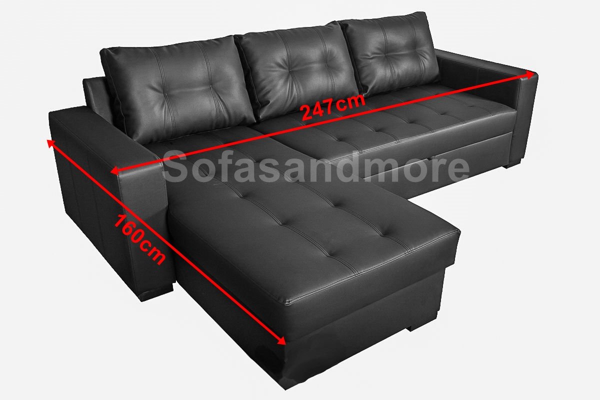 TOMMY BRAND NEW CORNER SOFA BED IN BLACK FAUX LEATHER Amazonco