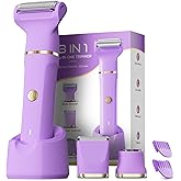 Bikini Trimmer for Women - Painless Electric Razors-Cordless Body Shaver for Trip,Replaceable Lady Facial Razor, IPX7 Waterproof&Easy Cleaning, Ceramic Blade, USB Charge Purple