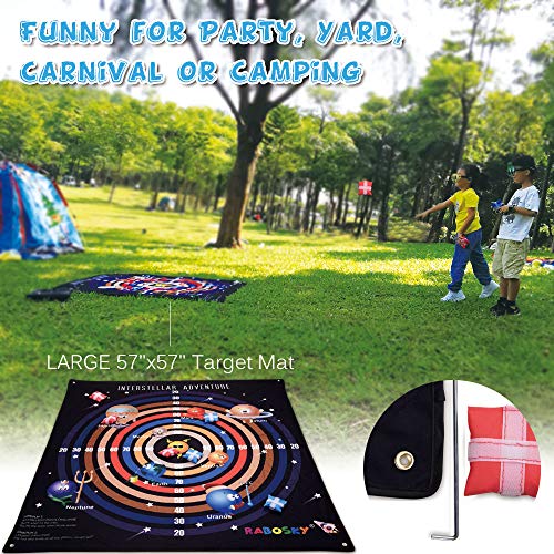 RaboSky Outdoor Lawn Game for Kids and Family, Giant Yard Game Mat 57"x57", Interstellar Adventure Gameplay, 6 Bean Bags with Hook & Loop Prevent Bouncing, Hottest Gifts for Christmas 2019