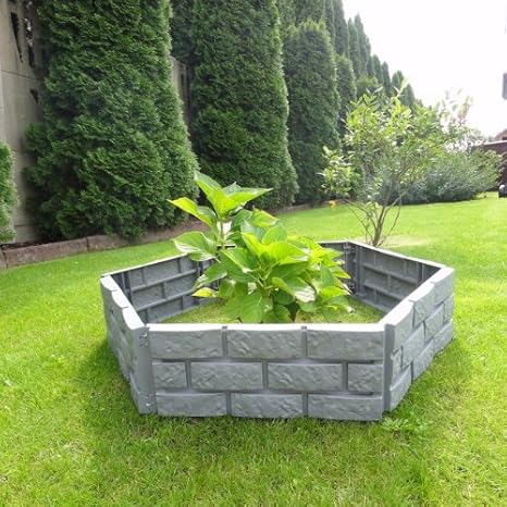 Bordillo podar jardín 2, 2 m una pared de plástico, color gris ...