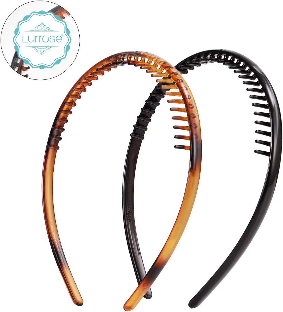 Lurrose Makeup Headbands 2pcs Unisex Headbands Toothed Hairbands Plastic Hair Anti-slip Daily Headdress Hair Accessory for Women Men Makeup Headband - Image 5