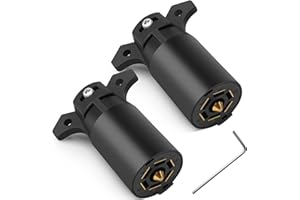 Ekrnlyi 7 Way Trailer Plug (2 Pack), 12V 7 Pin Trailer Wiring Replacement Plug, 7 Point Round RV-Style Trailer Light Connector Towing Wiring Harness Connector for RV, Boat, and Trailers