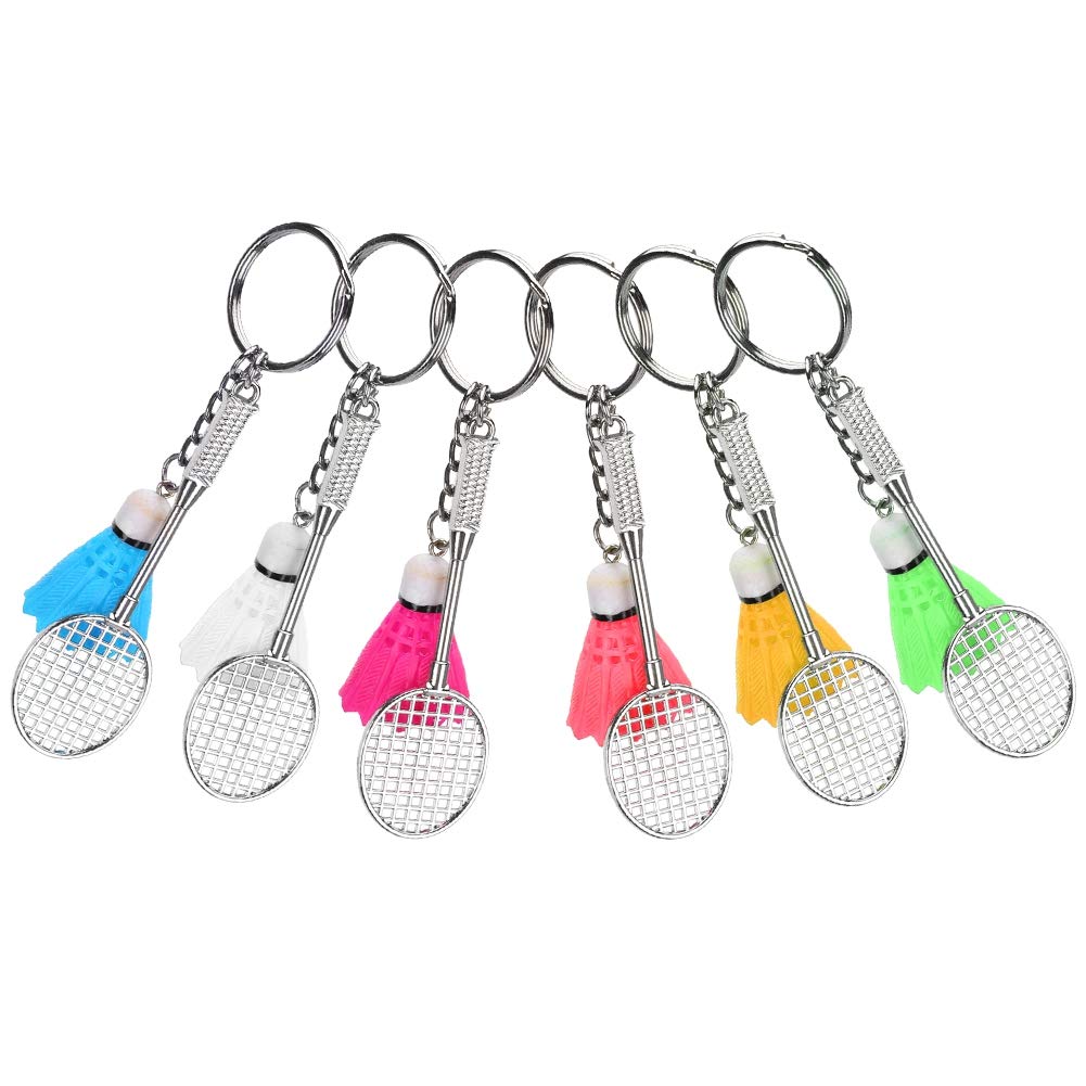 Mini Racket Key Chain Badminton Key Ring 6 pcs Badminton Pendant Keyring for Sport Lovers Gift School Bag Hanging Decoration
