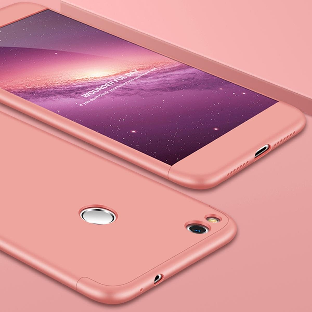Huawei Honor 8 Lite Case, YINCANG Detachable 3-Parts Structure Design Frosted Matte Hard PC Combination Full Body Protective Case for Huawei Honor 8 Lite Pink