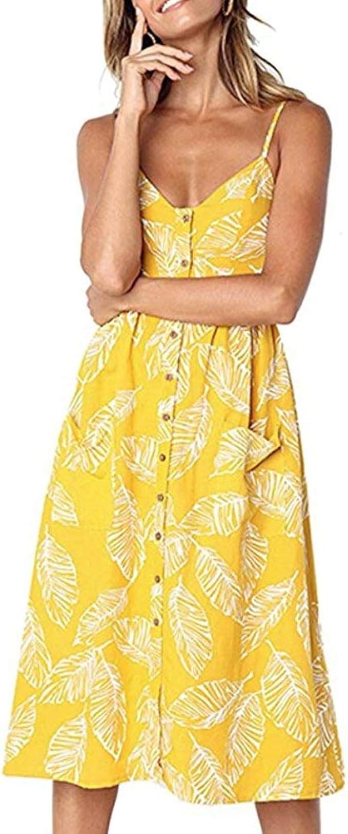 yellow spaghetti strap sundress