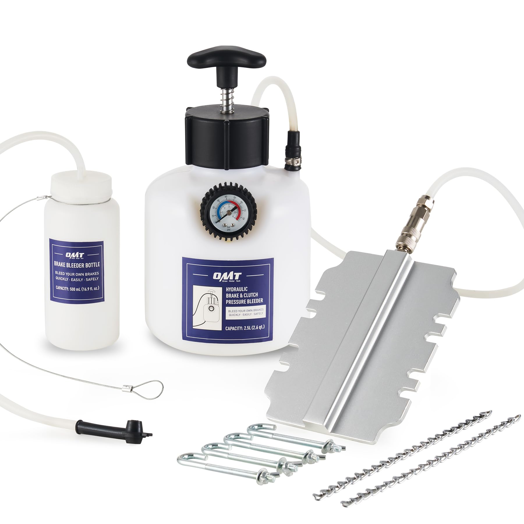 Photo 1 of **INCOMPLETE** Orion Motor Tech Brake Bleeder Kit, 2.5L Pressure Brake Bleeder Set with 4.25"x6.75"Adapter, 2.6qt Manual Brake Fluid Extractor with 500mL Brake Bleeder Bottle Compatible with GMC Chrysler Dodge Jeep