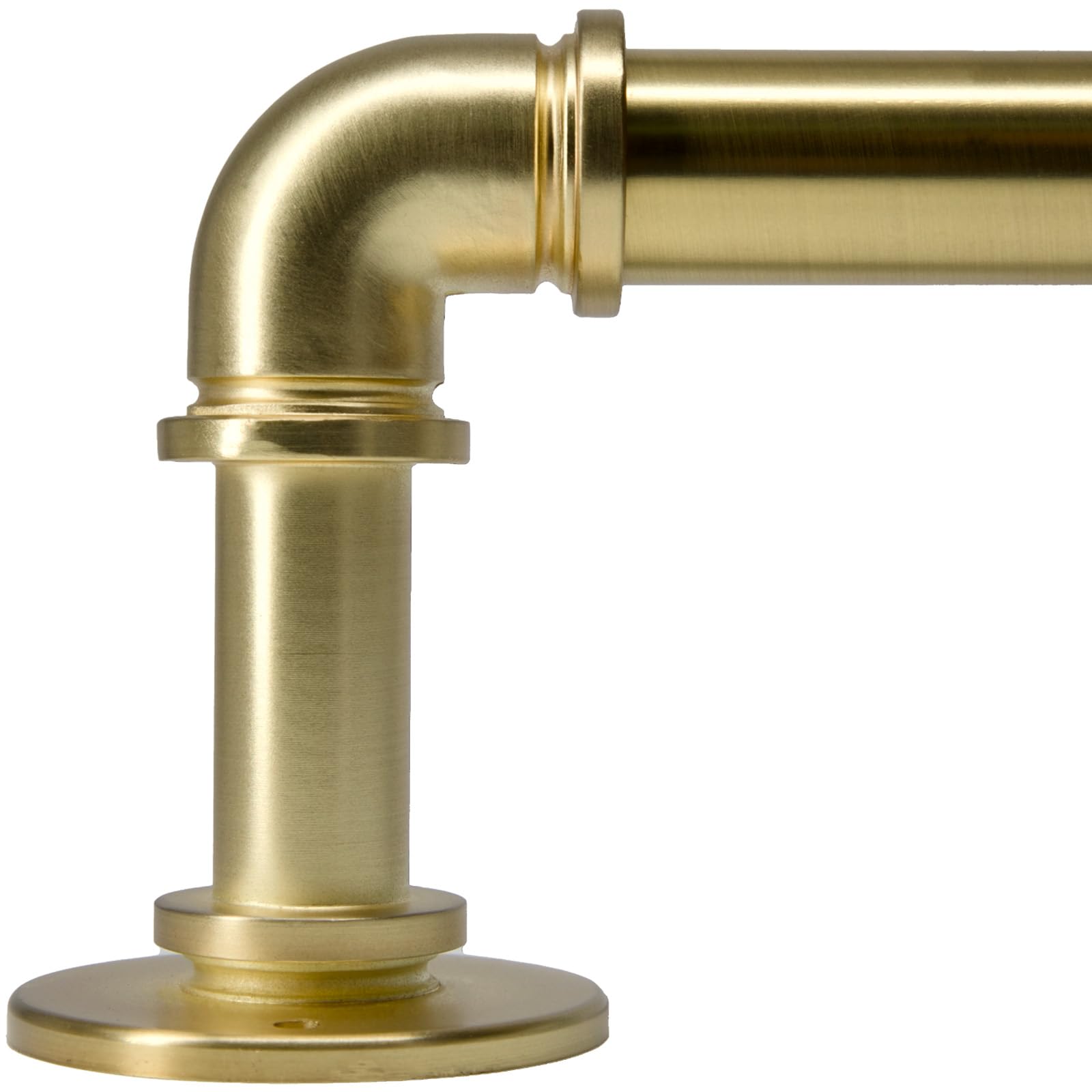 Photo 1 of WORLD RODS Brushed Gold Curtain Rods 18 to 88 in,Wraparound Curtain Rods,Adjustable Length,1 in Diameter Pipe,Wall or Ceiling Mounted,for Bedroom and Living Room (Brushed Gold 18” to 88”)