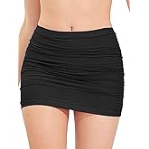 WDIRARA Women's Bodycon Mini Skirt Ruched Mesh Stretchy Tight Sexy Skirt with Streetwear Style