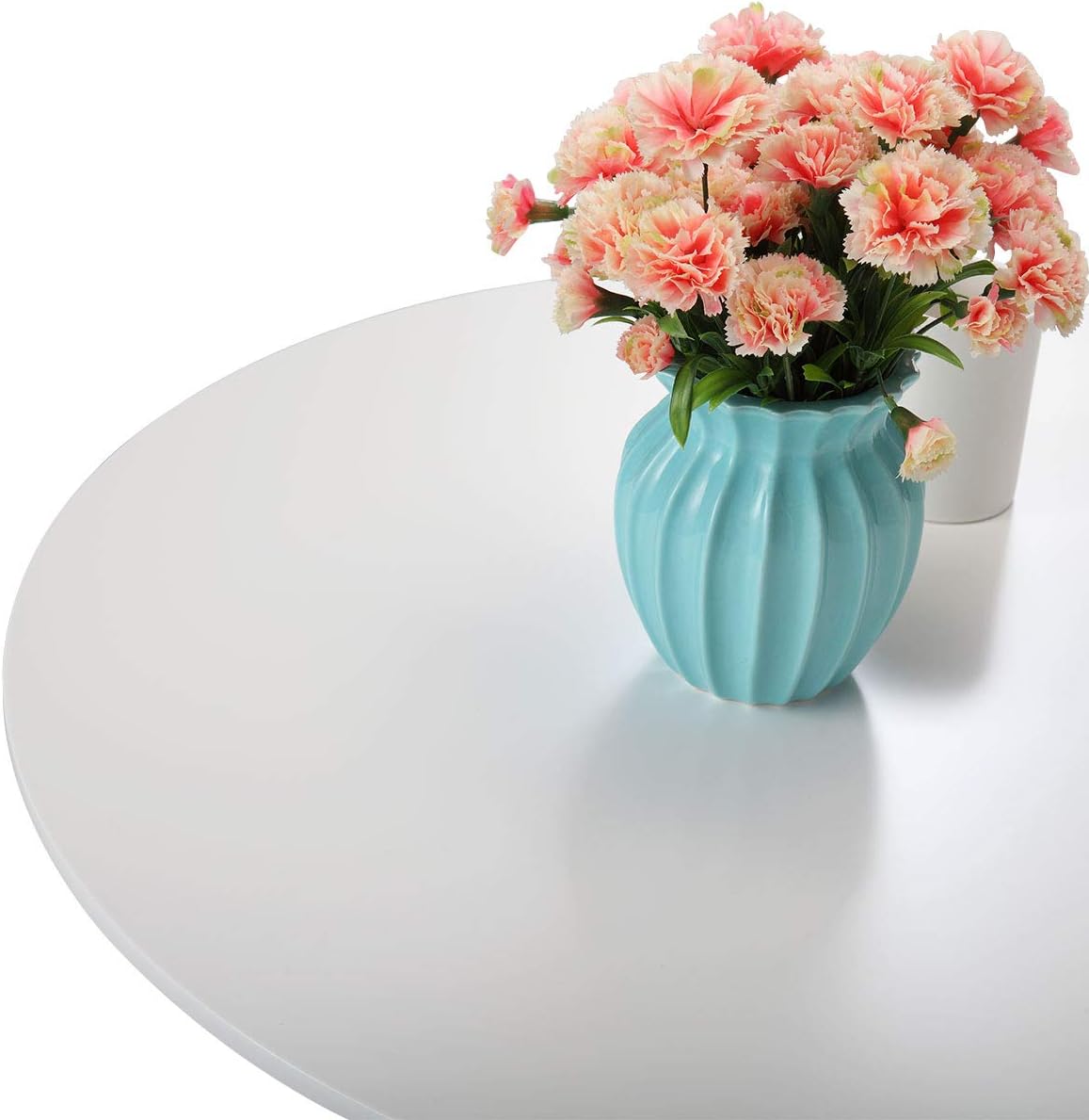 BWM.Co 32" Round Top Dining Table Tulip Mid-Century Style Diameter Pedestal Table, White - Tables