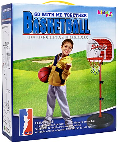 Kiddie Play Basketball Hoop Stand Toy Set for Kids Adjustable Height Up To 4 ft
