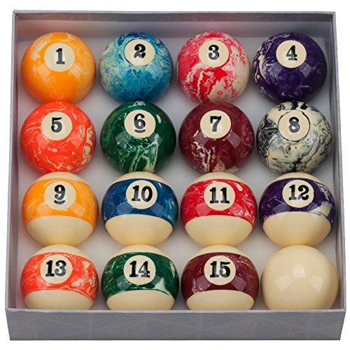 GSE Games & Sports 2 1/4-Inch Regulation Size/Weight AAA Grade Marble Swirl Pool Ball Set Marbled Billiard Balls, Complete 16 Ball Set - Thumbnail 5