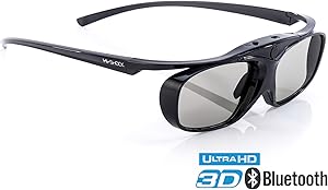 Hi-SHOCK RF Pro Black Heaven | 3D Active Glasses for FullHD/HDR / 4k EPSON Projector Powerlite Home Cinema 2000, 2030, 2040, 2045, 3000, 3500, 3600e, 4030UB, 5020, 750HD | Rechargeable