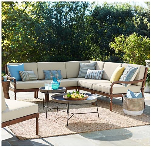 Napa Modular Dark Natural Wood 5-Piece Outdoor Seating Set