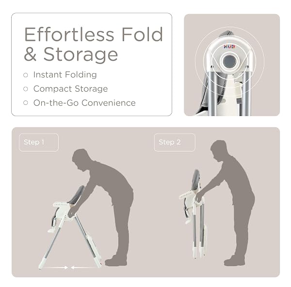 KÜB 3-IN-1 FOLDABLE BABY HIGH CHAIR | MULTIFUNCTIONAL INFANT HIGH CHAIRS FOR BABIES AND TODDLERS | REMOVABLE SEAT & TRAY FOR EASY CLEAN | 7 HEIGHT & 4 RECLINE ADJUSTABLE | 2 LOCKING WHEELS(GREY)