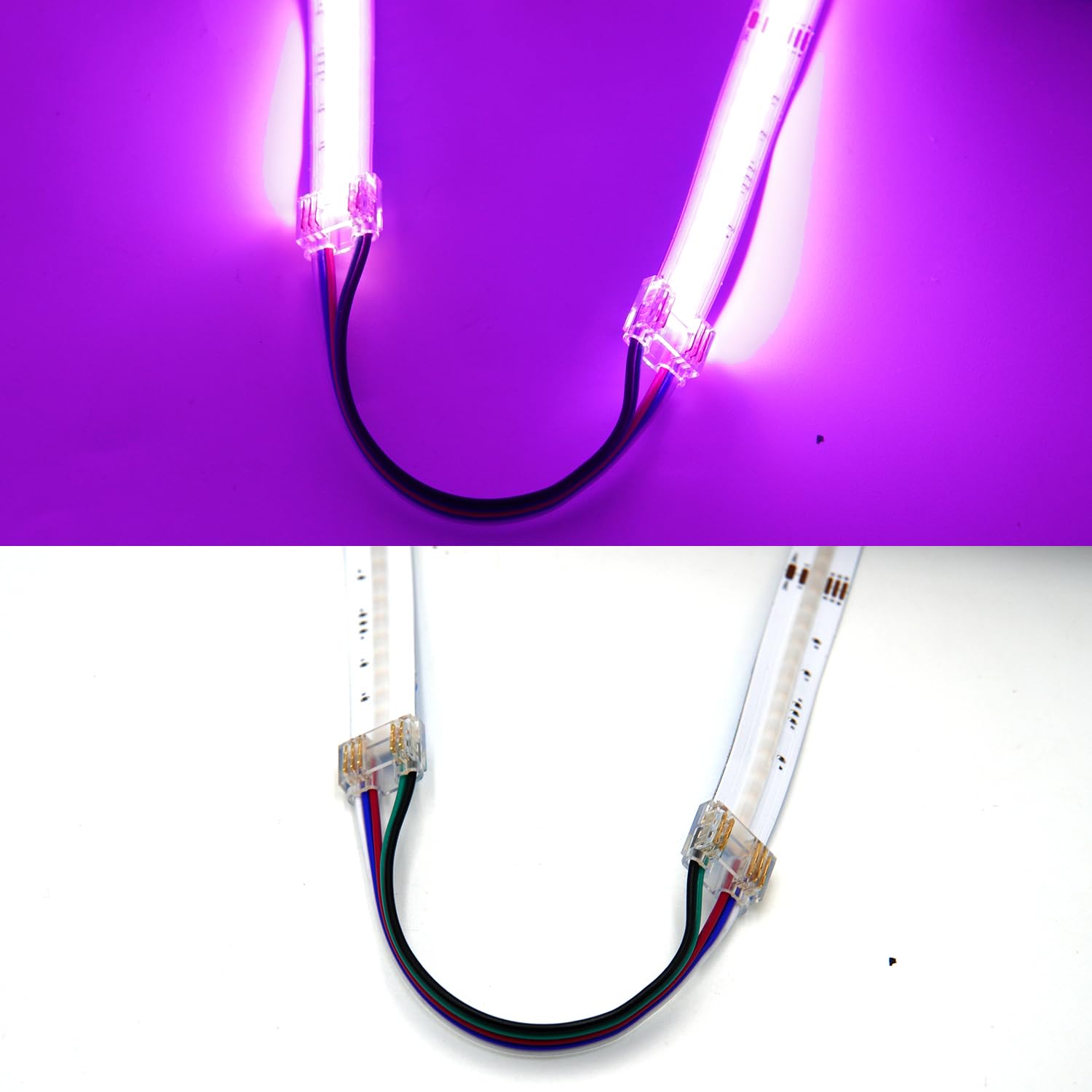 Boarda 5-Pin RGBW COB LED Strip Connectors, 10Pcs 5-Pin 12mm Dual Ends Extension Connectors + Cable for 12mm RGBW COB LED Strip Lights