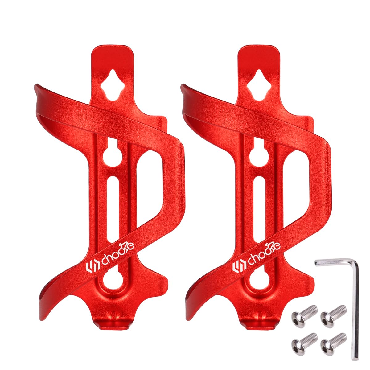 Chooee Bicycle Water Bottle Cage,Aluminum Bike Water Bottle Holder for Road Bikes Mountain Bikes 2-Pack Red