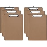 Oxford Brown Clipboards, Metal Clip with Plastic Corners, Writing Surface with Hanging Loop, Brown, 12.5" x 9", 6 Pack (25401)