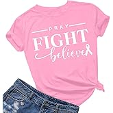 Breast Cancer Shirts for Women Pink Ribbon Graphic Tshirt Breast Cancer Awareness Shirt Support Squad Survivor Gifts