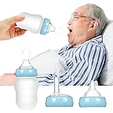Elderly Drinking Aids, Disabled Feeding Cup, Maternity Convalescent Feeder Aide Bottle with Straw, Senior Drink Water Liquid Feeder, No Spill Nursing Cup with Replaceable Lid Porridge Soup Spoon 180ml