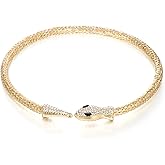 BriLove Gothic Punk Flexible Snake Choker Strand Necklace for Costume, Shiny Rhinestones Halloween Snake Jewelry for Women Cosplay Party Accessories