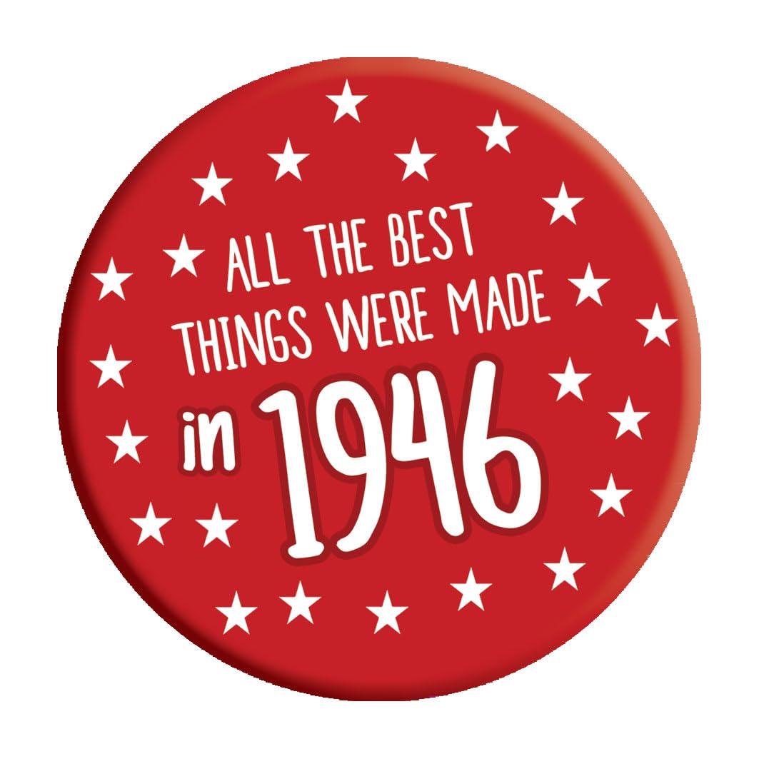 80th Birthday Badge 80 Today 76mm Pin Button Novelty Gift Men Women Made In 1945