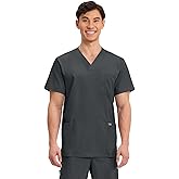 Cherokee Scrub top for Men V-Neck with 3 Pockets, Knit Details, Soft, Durable, Breathable, 2-Way Stretch Fabric - WW670